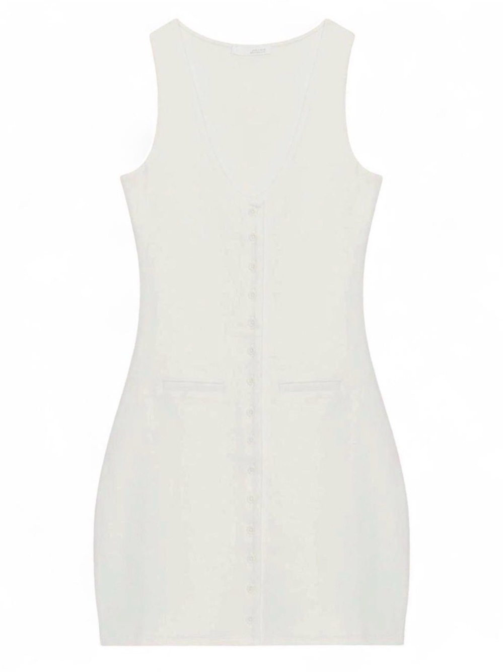 Zara White Button-Front Midi Tank Dress